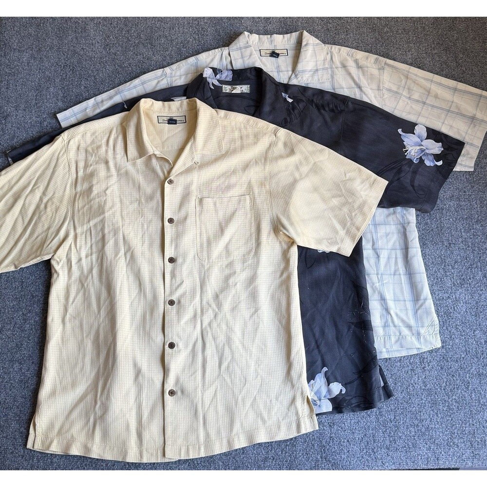 Tommy Bahama Men’s Size M 100% Silk Camp Shirts Lot of 3 Hawaiian Floral Plaid - Picture 2 of 16
